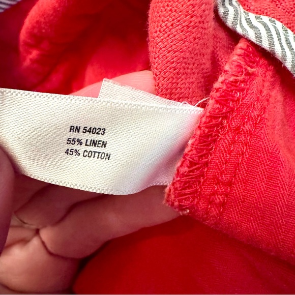 GAP khaki Coral pink  Linen-Cotton Shorts | Cuffed Hem | 3” Inseam - Picture 5 of 7